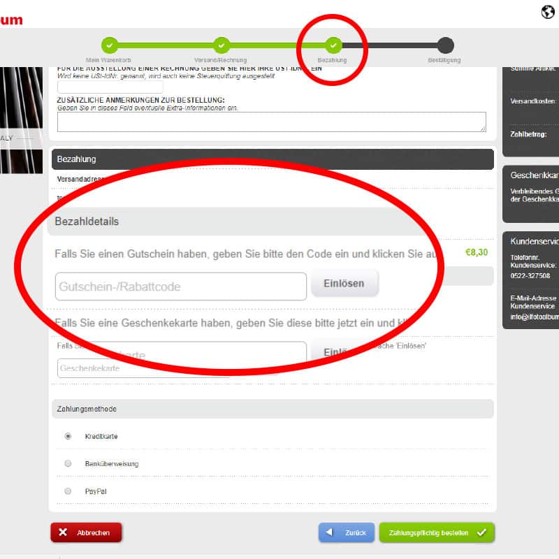 Rabattcode Codice sconto il Fotoalbum