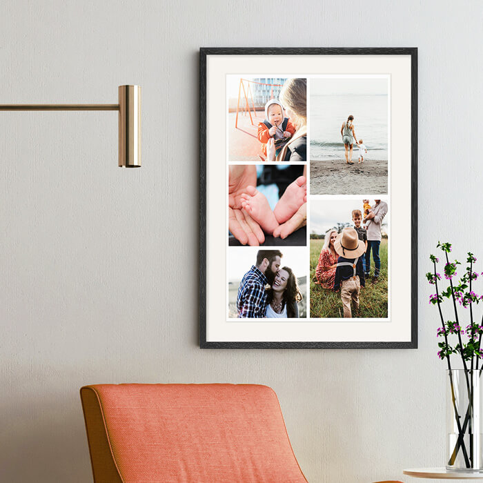 Foto collage con cornice in legno | Crea online in offerta
