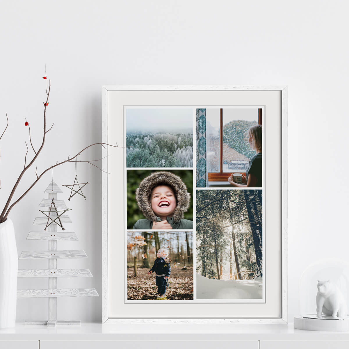 Foto collage con cornice in legno | Crea online in offerta